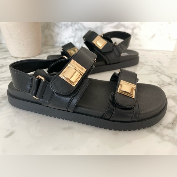 Steve Madden Marnie Black Sling Back Slide Sandals Womens Size 9 Flatform - Picture 3 of 8